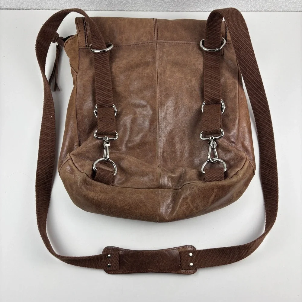 The Sak Ventura Backpack Messenger Women Large Brown Leather Convertible Boho